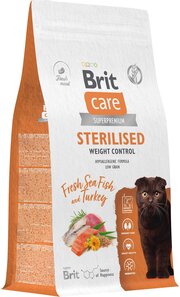 Brit Care Cat Sterilised Weight Control , контроль веса, с морской рыбой и индейкой фото