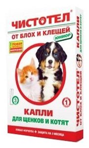 ЧИСТОТЕЛ Капли от блох и клещей для щенков и котят (3 пипетки) юниор фото