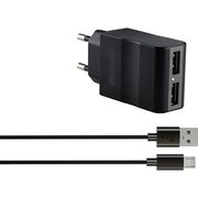 InterStep СЗУ комбо 2USB+кабель microUSB 2А (IS-TC-MICRO2KRT-000B201) фото