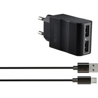 Interstep СЗУ комбо 2USB+кабель microUSB 2А (IS-TC-MICRO2KRT-000B201)