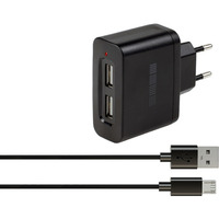 Interstep СЗУ Комбо 2USB+Microusb Кабель (IS-TC-MICROUSBK-01OB201)