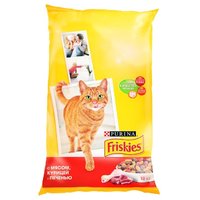 Friskies Корм для кошек Для взрослых кошек с мясом, курицей и печенью