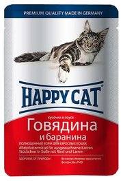 Happy Cat Корм для кошек Кусочки в соусе. Говядина и баранина фото