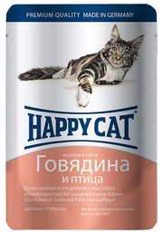 Happy Cat Корм для кошек Кусочки в соусе. Говядина и птица фото