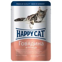 Happy Cat Корм для кошек Кусочки в соусе. Говядина и птица