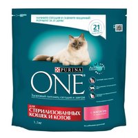 Purina ONE Корм для кошек Для стерилизованных кошек и котов с Лососем и пшеницей