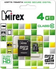 Mirex флеш карта microsd 4gb microsdhc class 10 sd адаптер 13613-ad10sd04 580779 фото