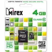 Mirex флеш карта microsd 4gb microsdhc class 10 sd адаптер 13613-ad10sd04 580779