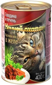 Ночной охотник Adult Canned with Beef/Liver in Jelly 0.4 kg фото