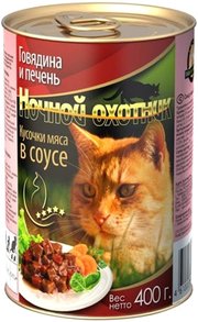 Nochnoy Ohotnik Adult Canned with Beef/Liver in Sauce 0.4 kg фото