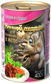 Ночной охотник Adult Canned with Rabbit/Heart in Jelly 0.4 kg фото