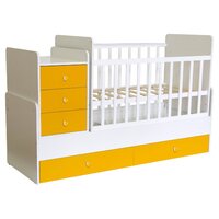 Polini kids Simple 1100 с комодом, белый-солнечный