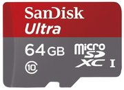 SanDisk Ultra microSDXC Class 10 UHS-I 48MB/s 64GB + SD adapter фото