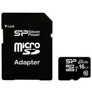 Silicon power ELITE microSDHC 16GB UHS Class 1 Class 10 + SD adapter фото