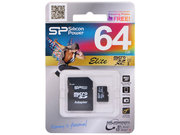 Silicon power ELITE microSDXC 64GB UHS Class 1 Class 10 + SD adapter фото