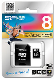 Silicon power карта памяти microsdhc 8gb class 10 адаптер sp008gbsth010v10-sp 580766 фото