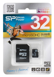 Silicon power micro SDHC Card 32GB Class 10 + SD adapter фото