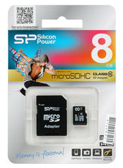 Silicon power micro SDHC Card 8GB Class 10 + SD adapter фото