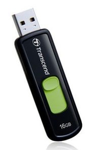 Transcend Флешка USB Jetflash 500 16Гб, USB2.0, черный и зеленый [ts16gjf500] 57120 фото