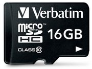 Verbatim microSDHC Class 10 16GB + SD adapter фото