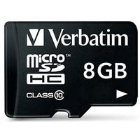 Verbatim microSDHC Class 10 8GB + SD adapter