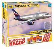 ZVEZDA 7009П Региональный пассажирский авиалайнер Superjet 100, подарочный набор, 1/144 — 7009П фото