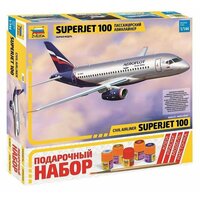 Zvezda 7009П Региональный пассажирский авиалайнер Superjet 100, подарочный набор, 1/144 — 7009П